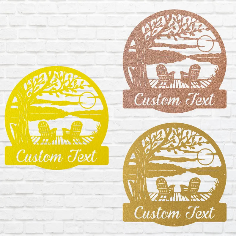 Custom Firepit Sign, Firepit Sunset Metal Wall Art, Laser Cut Personalized Metal Sign, Lake House Decor, Housewarming Gift