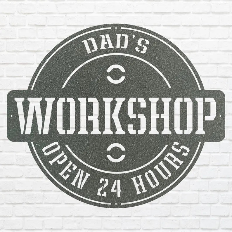 Dads Workshop Sign, Metal Wall Art, Dads Garage Wall Art, Workshop Metal Sign Wall Art, Custom Garage Sign, Mechanic Gifts