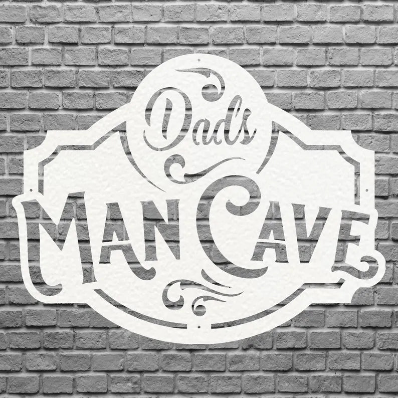Man Cave Wall Art, Dads Man Cave Sign, Laser Cut Metal Signs, Personalized Man Cave Decor, Custom Man Cave Sign