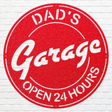 Metal Workshop Sign, Modern Metal Work, Garage Wall Decor, Dad Garage Wall Art, Round Dad Wall Art, Gifts for Dad