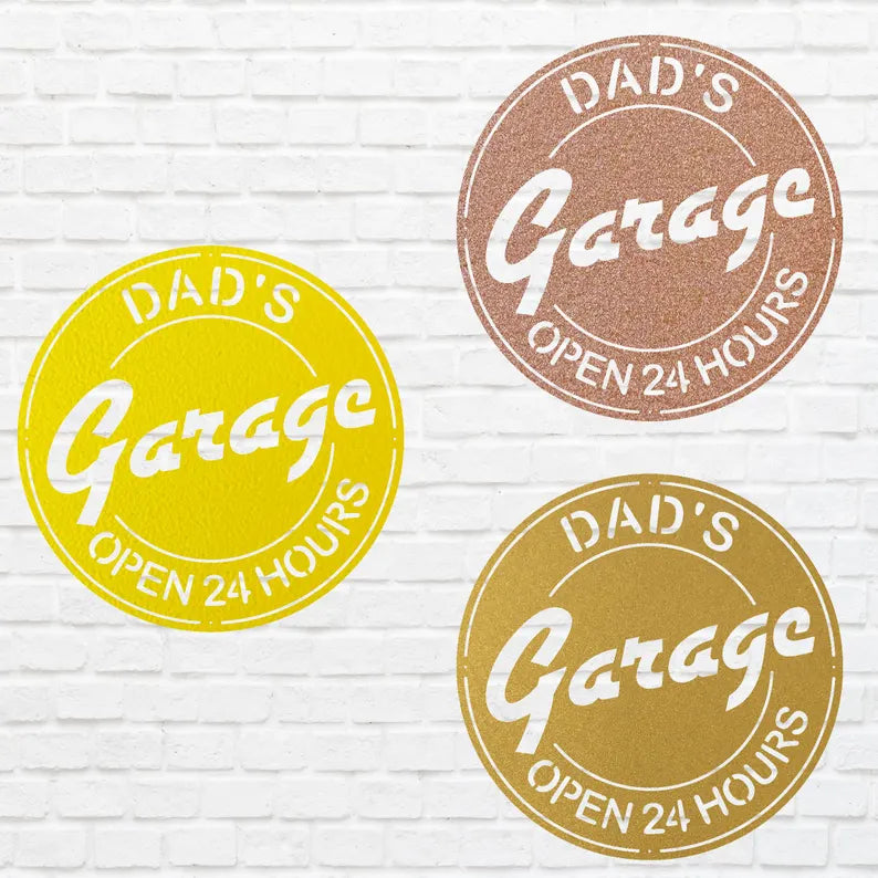 Metal Workshop Sign, Modern Metal Work, Garage Wall Decor, Dad Garage Wall Art, Round Dad Wall Art, Gifts for Dad