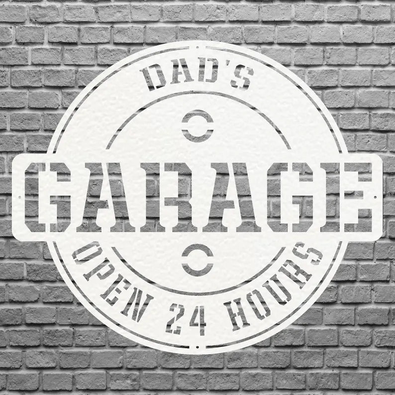 Garage Wall Art, Dad Garage Wall Art, Metal Workshop Sign, Modern Metal Work, Round Dad Wall Art, Mechanic Gifts