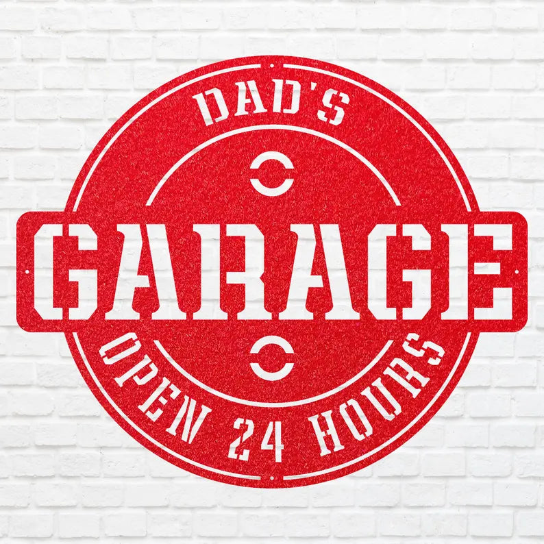 Garage Wall Art, Dad Garage Wall Art, Metal Workshop Sign, Modern Metal Work, Round Dad Wall Art, Mechanic Gifts