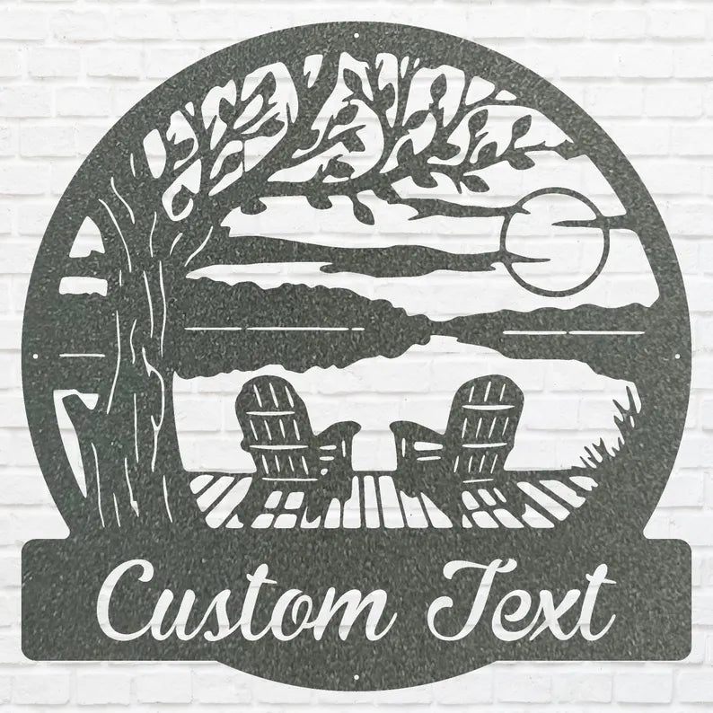 Custom Firepit Sign, Firepit Sunset Metal Wall Art, Laser Cut Personalized Metal Sign, Lake House Decor, Housewarming Gift