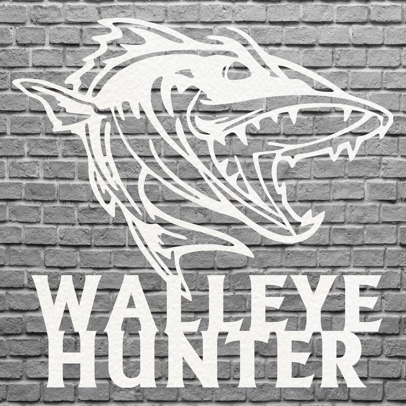Walleye Fishing Sign, Walleye Hunter Wall Art, Hunting Shark Wall Art, Fish Wall Decor, Hunter Decor, Modern Fish Art