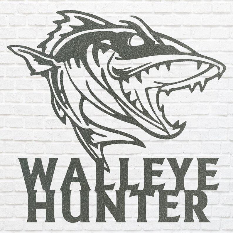 Walleye Fishing Sign, Walleye Hunter Wall Art, Hunting Shark Wall Art, Fish Wall Decor, Hunter Decor, Modern Fish Art