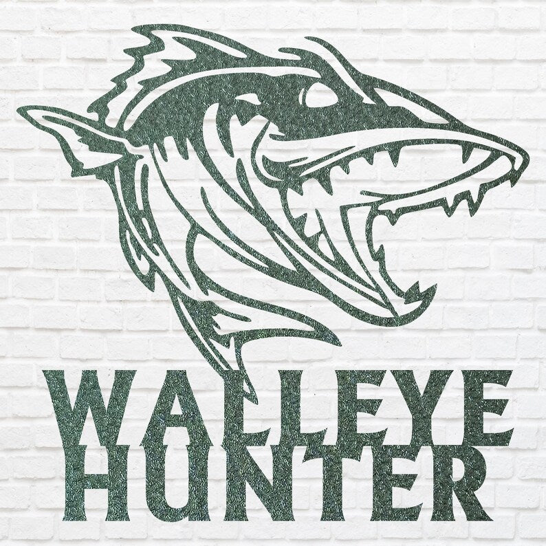 Walleye Fishing Sign, Walleye Hunter Wall Art, Hunting Shark Wall Art, Fish Wall Decor, Hunter Decor, Modern Fish Art