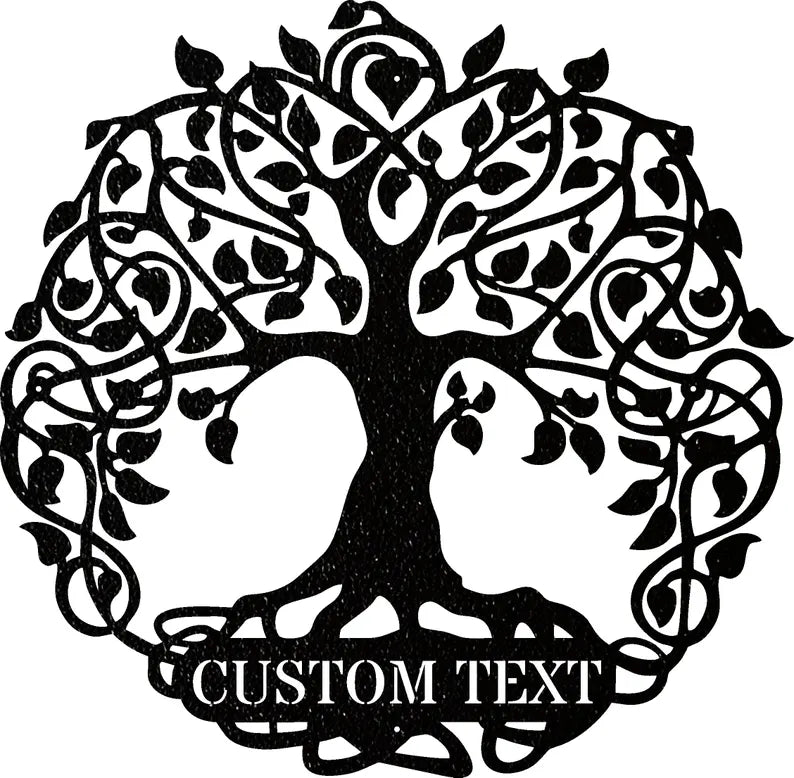 Tree of Life Personalized Name Metal Sign, Decorative Metal Wall Art