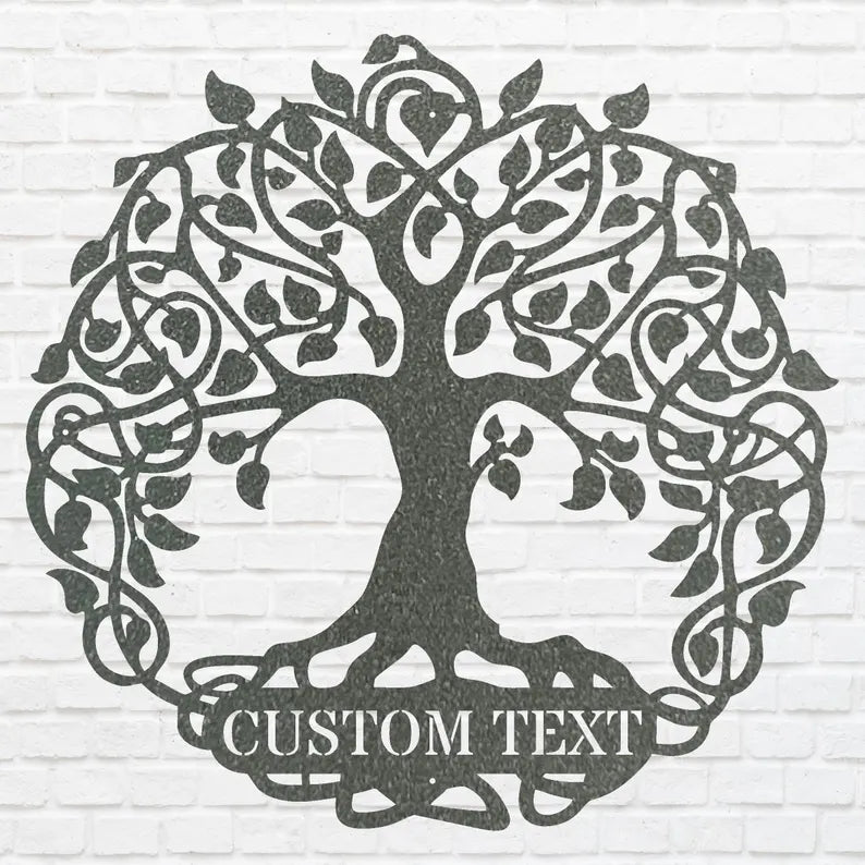 Tree of Life Personalized Name Metal Sign, Decorative Metal Wall Art
