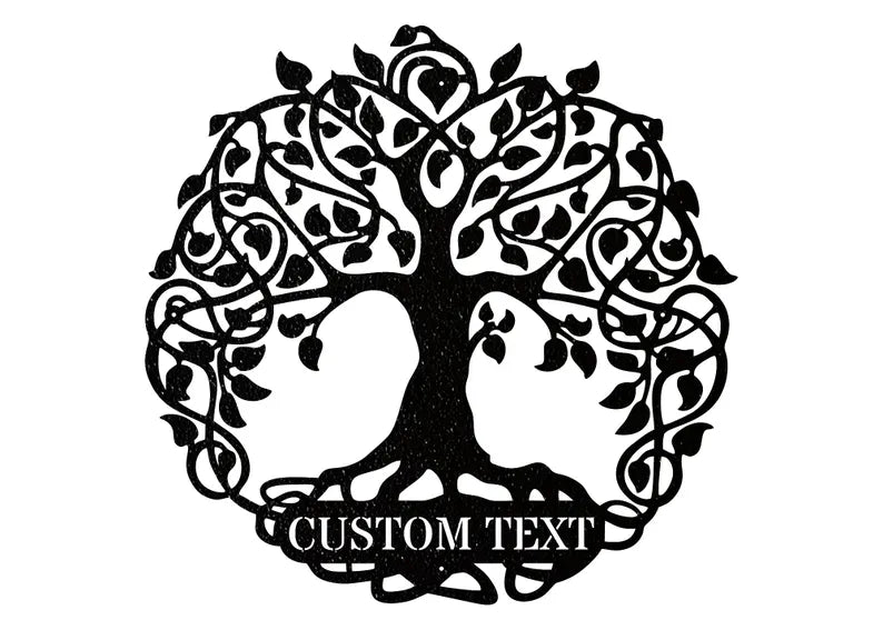 Tree of Life Personalized Name Metal Sign, Decorative Metal Wall Art