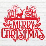 Farmhouse Winter Wall Art, Merry Christmas Reindeer Wall Art, Personalize Wall Decor, Modern Christmas Wall Hanging