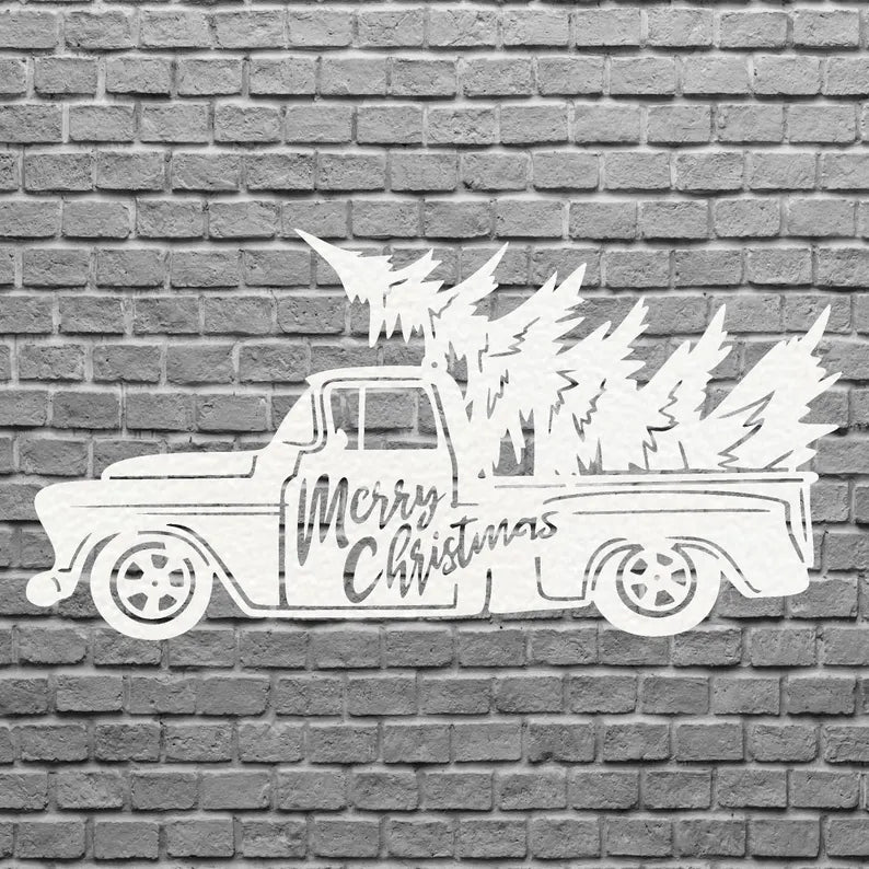 Christmas Tree Truck Sign, Metal Christmas Truck With Tree Sign, Custom Name Metal Sign, Christmas Tree Decor