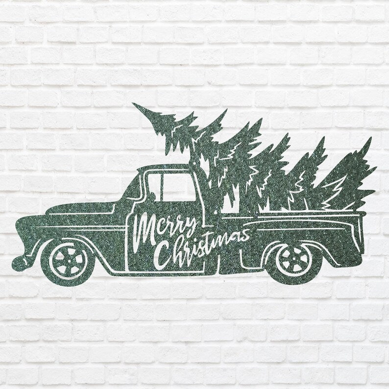 Christmas Tree Truck Sign, Metal Christmas Truck With Tree Sign, Custom Name Metal Sign, Christmas Tree Decor