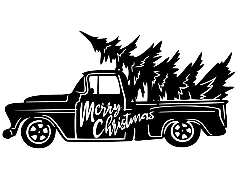 Christmas Tree Truck Sign, Metal Christmas Truck With Tree Sign, Custom Name Metal Sign, Christmas Tree Decor