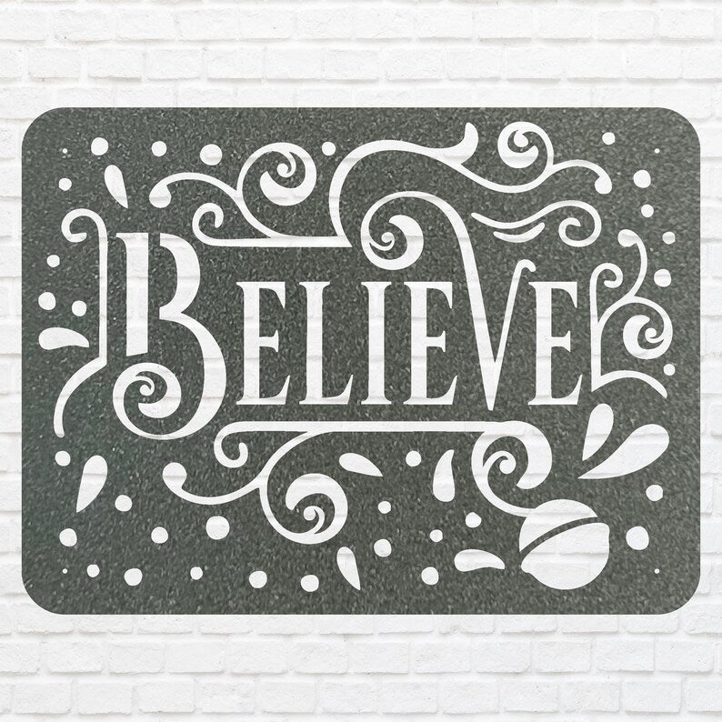 Believe Metal Sign, Modern Believe Wall Art, Christian Wall Art, Christmas Wall Decor, Christmas Decoration, Believe Decor