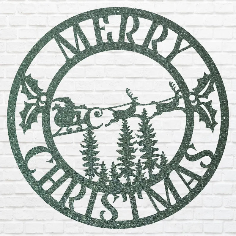 Santa Claus Reindeer Wall Art, Merry Christmas Wall Decor, Reindeer Wall Decor, Personalized Christmas Wall Decor