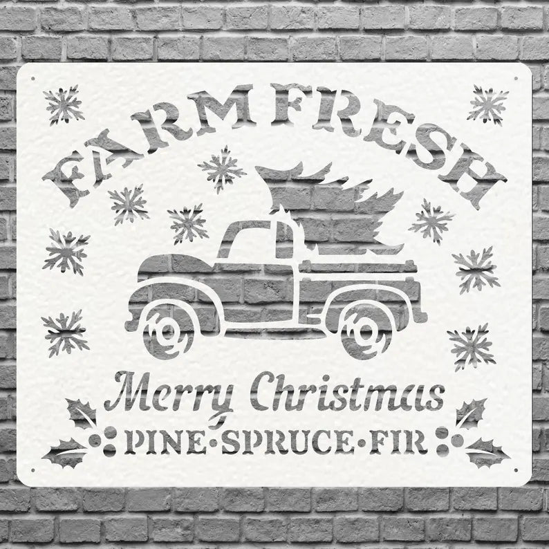 Farm Fresh Pine Tree Sign, Christmas Tree Decor, Christmas Tree Truck Sign, Personalize Name Metal Sign, Name Metal Wall Sign