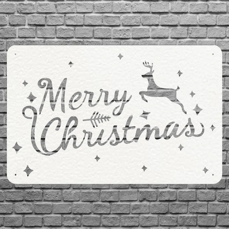 Merry Christmas Reindeer Wall Art, Farmhouse Winter Wall Art, Custom Wall Decor, Modern Christmas Wall Decor