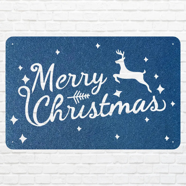 Merry Christmas Reindeer Wall Art, Farmhouse Winter Wall Art, Custom Wall Decor, Modern Christmas Wall Decor