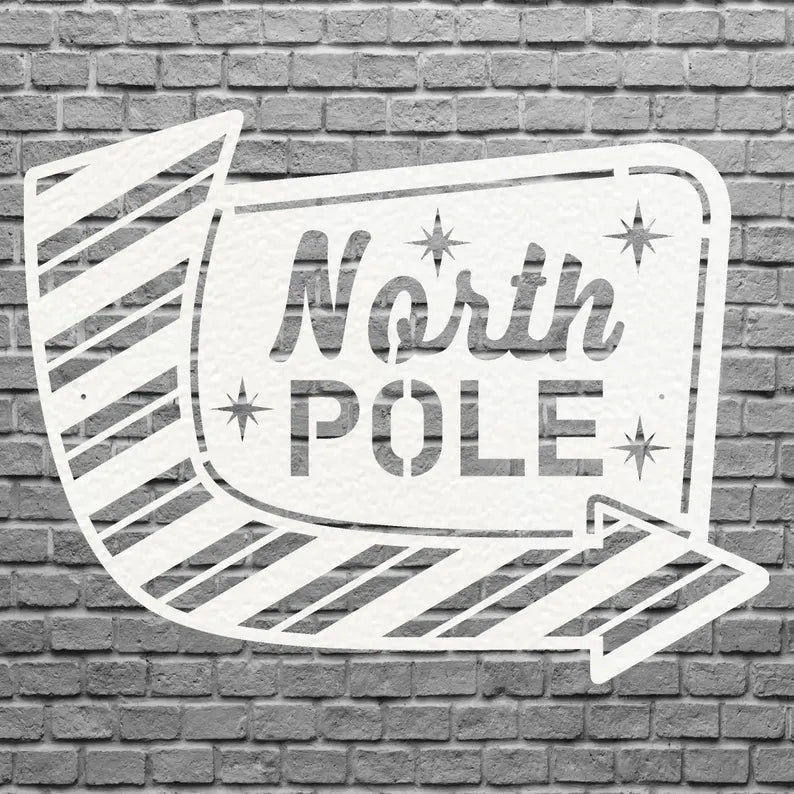 North Pole Metal Art, North Pole Metal Sign, Laser Cut Metal Wall Art, Seasonal Holiday Metal Art, Modern Metal Wall Decor