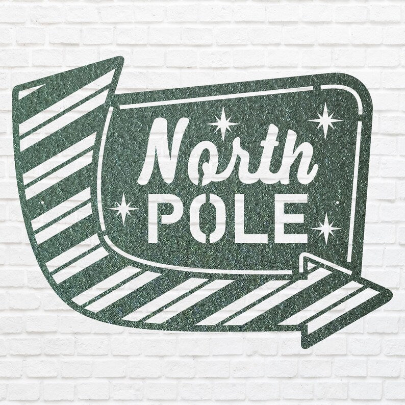 North Pole Metal Art, North Pole Metal Sign, Laser Cut Metal Wall Art, Seasonal Holiday Metal Art, Modern Metal Wall Decor