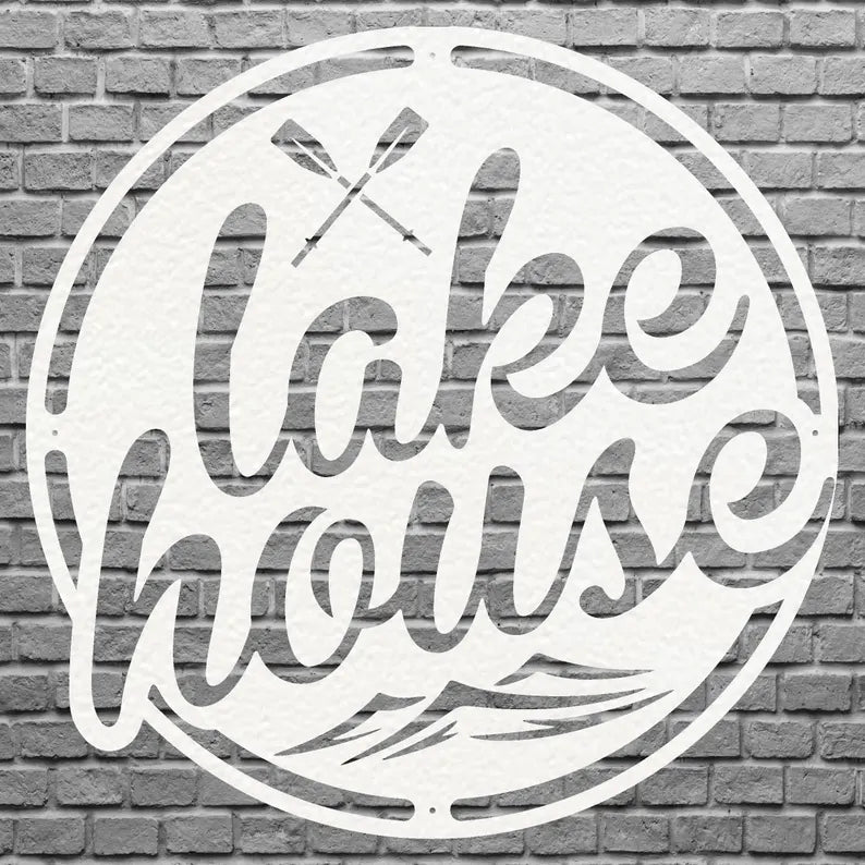 Lake House Metal Art, Laser Cut Lake Front Home Sign, Beach Metal Wall Art, Metal Coastal Wall Decor, Lake House Decor