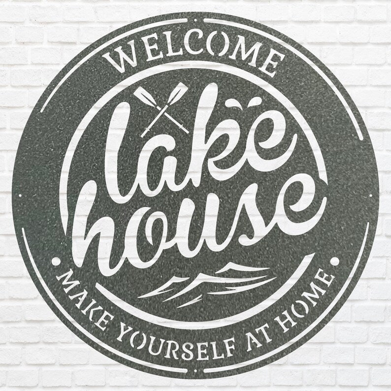 Lakehouse Metal Sign, Welcome To The Lake Laser Cut Metal Artwork, Lake Front Home Sign, Metal Coastal Wall Decor, Lake House Decor