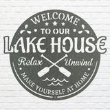 Welcome To Lake House Metal Wall Art, Laser Cut Metal Address Sign, Lake Front Home Sign, Metal Coastal Decor, Beach Wall Art