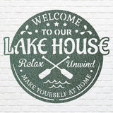 Welcome To Lake House Metal Wall Art, Laser Cut Metal Address Sign, Lake Front Home Sign, Metal Coastal Decor, Beach Wall Art