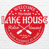 Welcome To Lake House Metal Wall Art, Laser Cut Metal Address Sign, Lake Front Home Sign, Metal Coastal Decor, Beach Wall Art