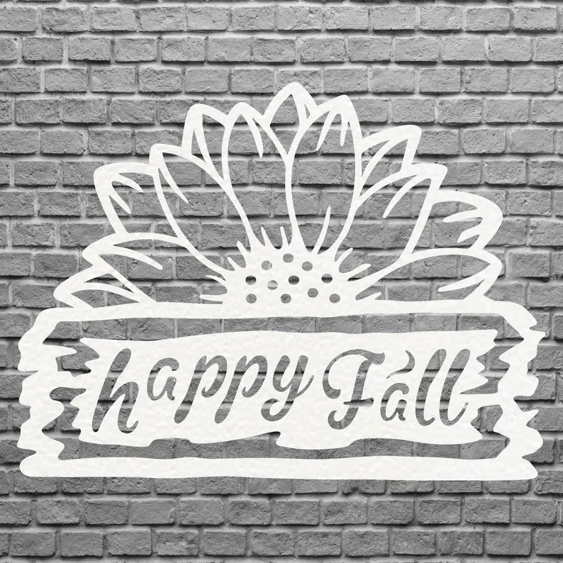 Happy Fall Metal Wall Art, Sunflower Metal Wall Art, Fall Home Decor, Laser Cut Happy Fall Sign, Autumn Wall Decor