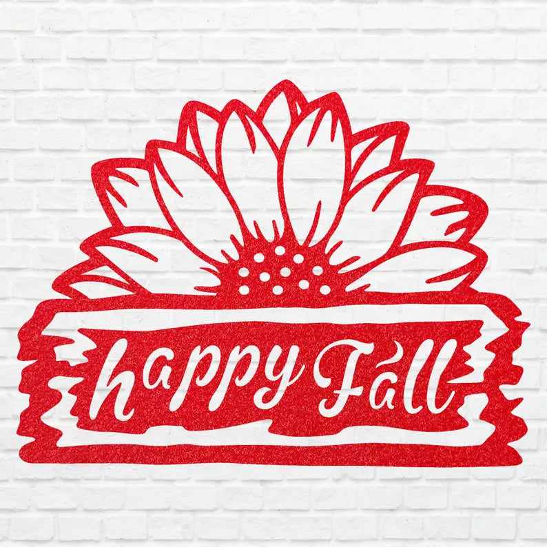 Happy Fall Metal Wall Art, Sunflower Metal Wall Art, Fall Home Decor, Laser Cut Happy Fall Sign, Autumn Wall Decor