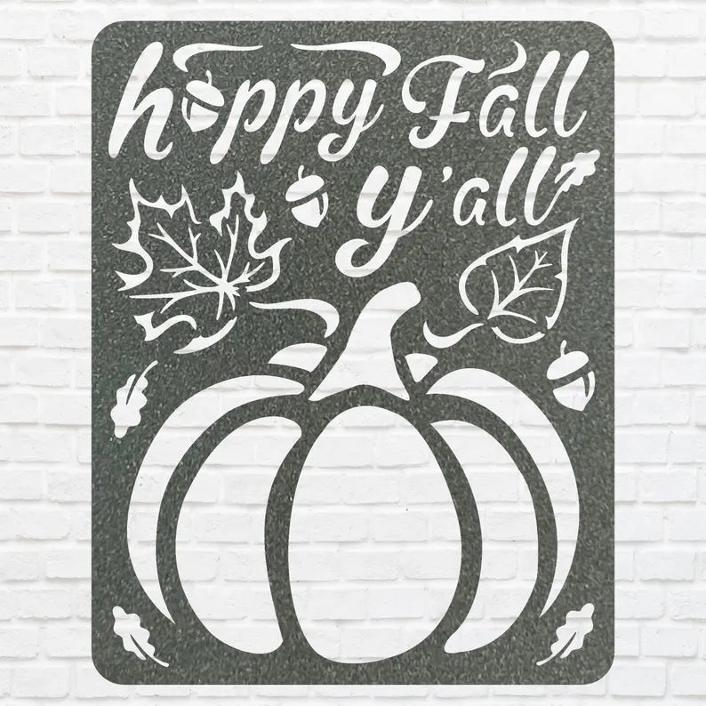 Happy Fall Yall Pumpkin Wall Art, Happy Fall Yall Metal Wall Art, Fall Home Decor, Laser Cut Autumn Wall Sign, Housewarming Gift