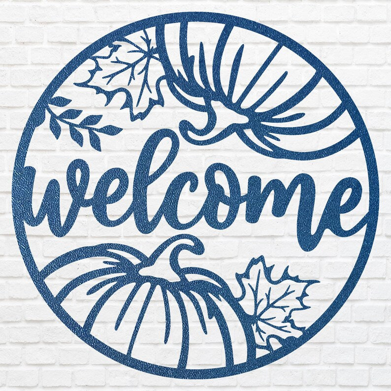 Welcome Metal Wall Art, Pumpkin Metal Wall Art, Laser Cut Welcome Home Sign, Outdoor Welcome Sign, Welcome Decor