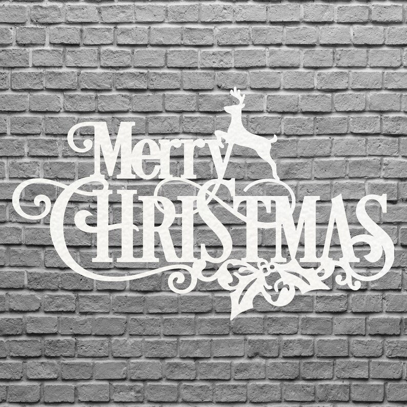 Merry Christmas Metal Art, Metal Christmas Sign, Laser Cut Metal Wall Art, Christmas Home Decor, Holiday Wall Art