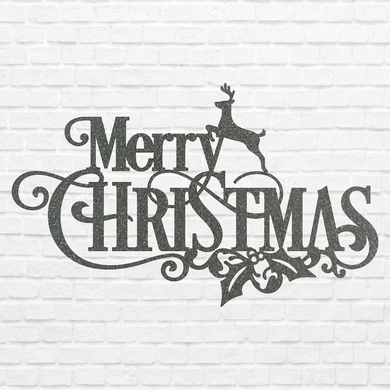 Merry Christmas Metal Art, Metal Christmas Sign, Laser Cut Metal Wall Art, Christmas Home Decor, Holiday Wall Art