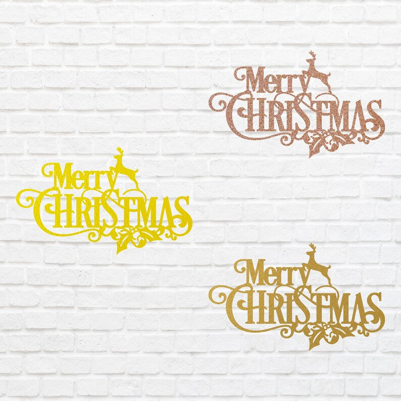 Merry Christmas Metal Art, Metal Christmas Sign, Laser Cut Metal Wall Art, Christmas Home Decor, Holiday Wall Art