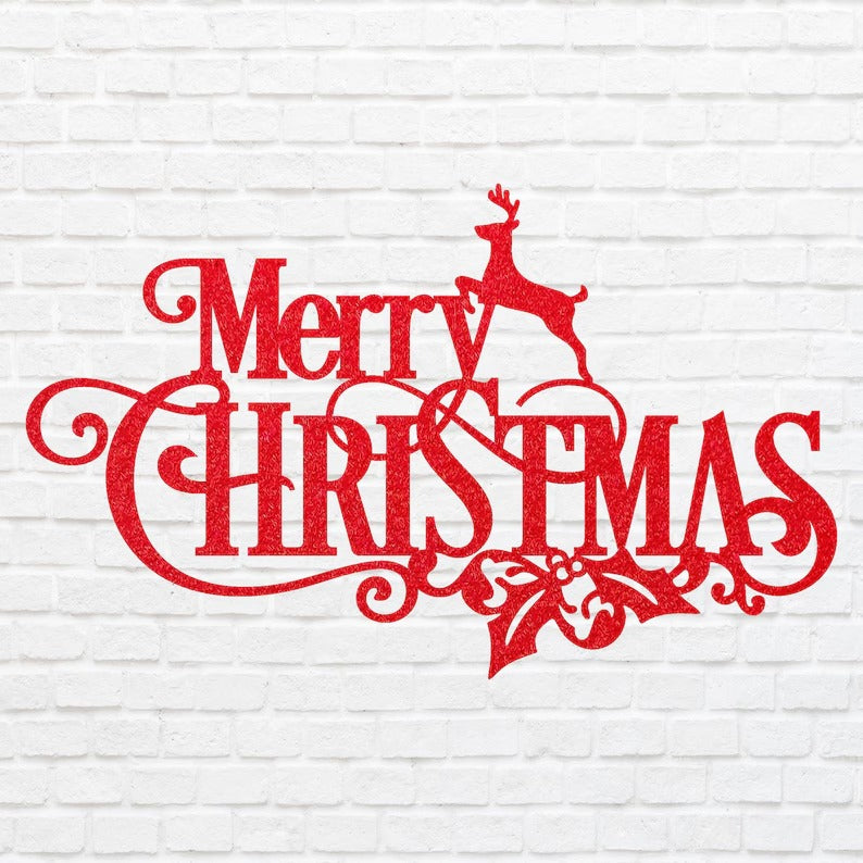Merry Christmas Metal Art, Metal Christmas Sign, Laser Cut Metal Wall Art, Christmas Home Decor, Holiday Wall Art