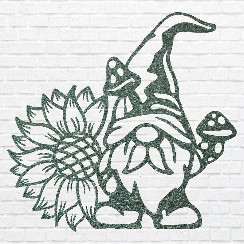 Gnome Metal Wall Art, Christmas Gnome Wall Art, Laser Cut Gnome Fall Holiday Decor, Sunflower Metal Sign, Gnome Decor