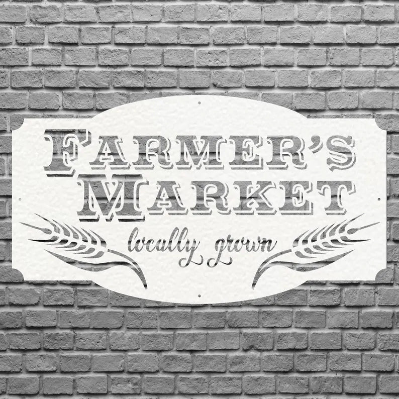 Farmers Market Metal Wall Art, Farmers Market Sign, Laser Cut Farmhouse Wall Art, Farmers Market Decor, Housewarming Gift