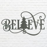 Believe Metal Wall Art, Believe Christmas Tree Wall Art, Laser Cut Believe Metal Sign, Believe Decor, Housewarming Gift