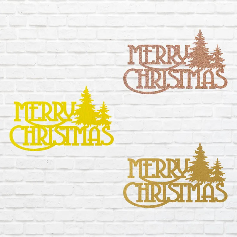 Merry Christmas Tree Metal Wall Art, Metal Christmas Sign, Laser Cut Metal Wall Art, Christmas Home Decor, Holiday Wall Art