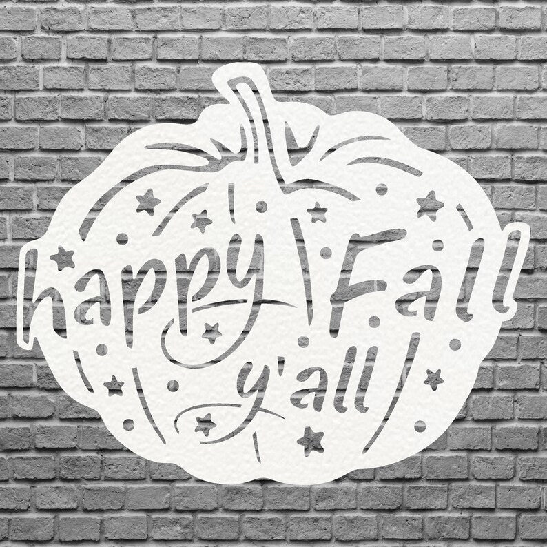 Happy Fall Yall Metal Wall Art, Pumpkin Metal Wall Art, Fall Home Decor, Laser Cut Happy Fall Yall Sign, Housewarming Gift