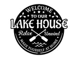 Welcome To Lake House Metal Wall Art, Laser Cut Metal Address Sign, Lake Front Home Sign, Metal Coastal Decor, Beach Wall Art