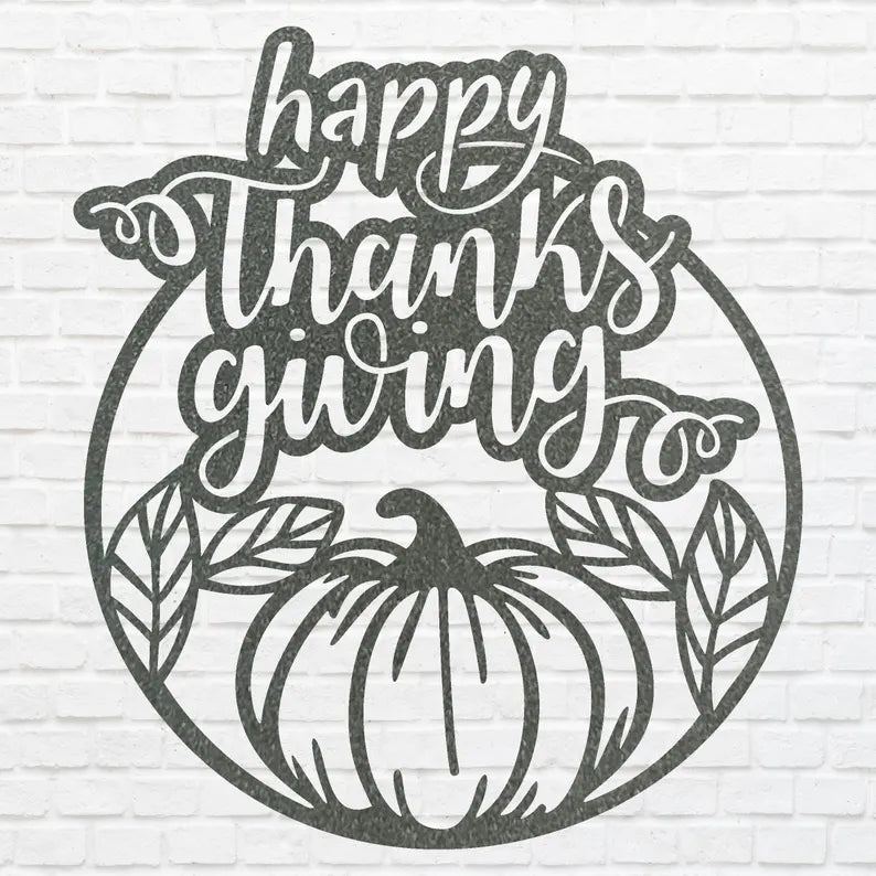 Happy Thanksgiving Pumpkin Wall Art, Happy Thanksgiving Metal Art, Laser Cut Pumpkin Fall Sign, Metal Thanks Giving Decor