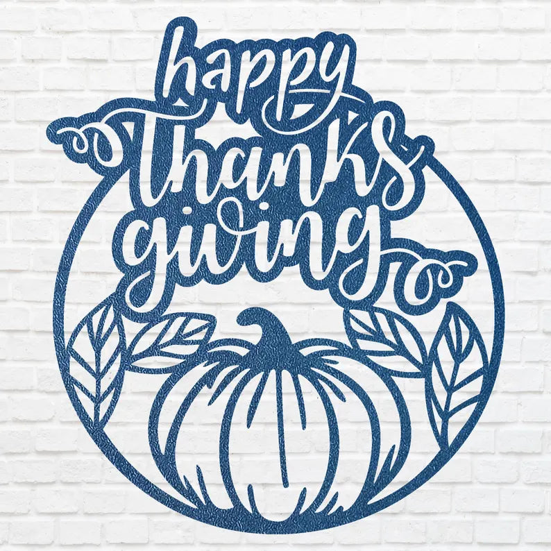 Happy Thanksgiving Pumpkin Wall Art, Happy Thanksgiving Metal Art, Laser Cut Pumpkin Fall Sign, Metal Thanks Giving Decor