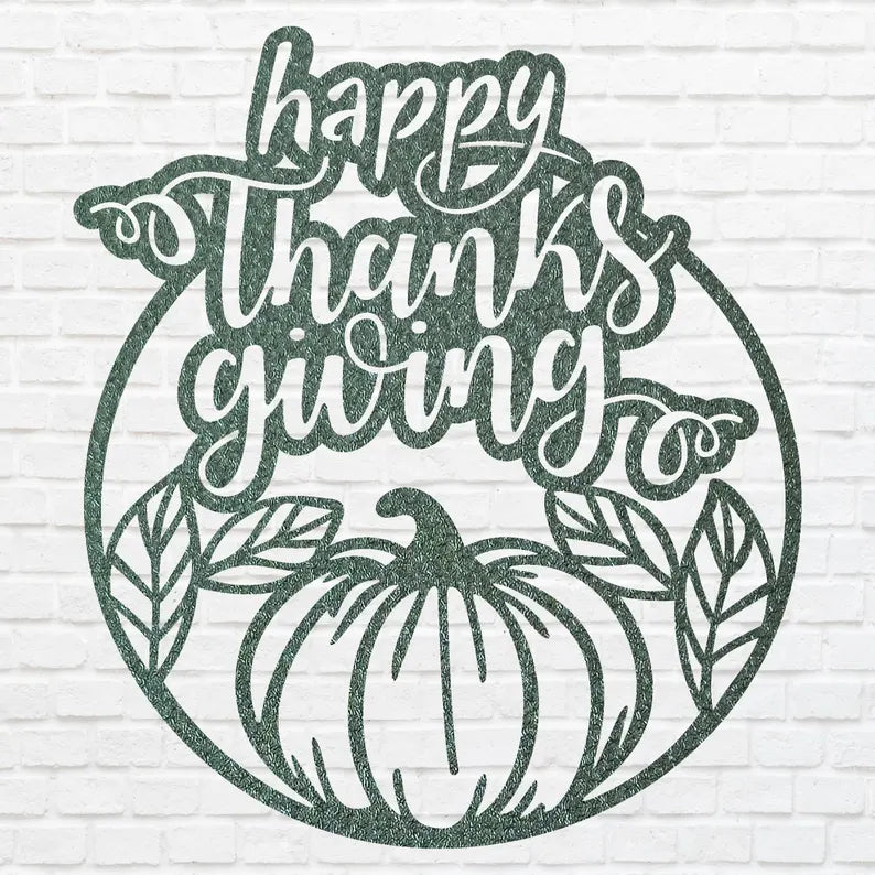 Happy Thanksgiving Pumpkin Wall Art, Happy Thanksgiving Metal Art, Laser Cut Pumpkin Fall Sign, Metal Thanks Giving Decor