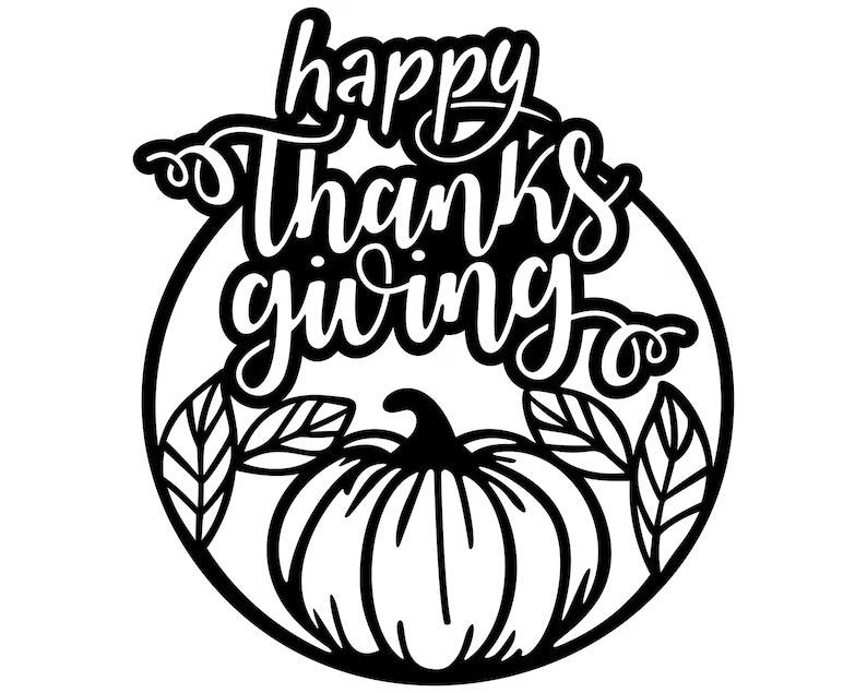 Happy Thanksgiving Pumpkin Wall Art, Happy Thanksgiving Metal Art, Laser Cut Pumpkin Fall Sign, Metal Thanks Giving Decor