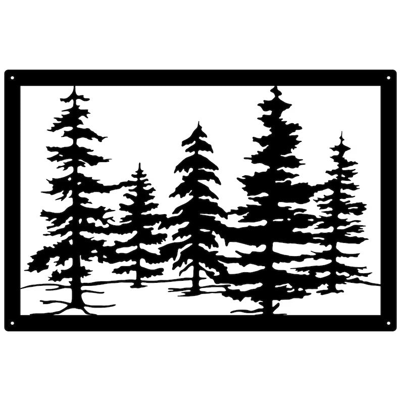 Pine Trees Metal Wall Art, Nature Wall Art, Metal Wall Decor, Pine Tree Custom Metal Sign, Farmhouse Wall Decor, Above Bed Art