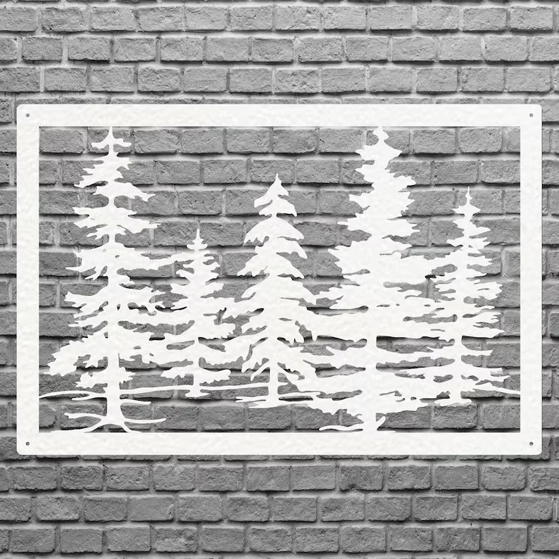 Pine Trees Metal Wall Art, Nature Wall Art, Metal Wall Decor, Pine Tree Custom Metal Sign, Farmhouse Wall Decor, Above Bed Art